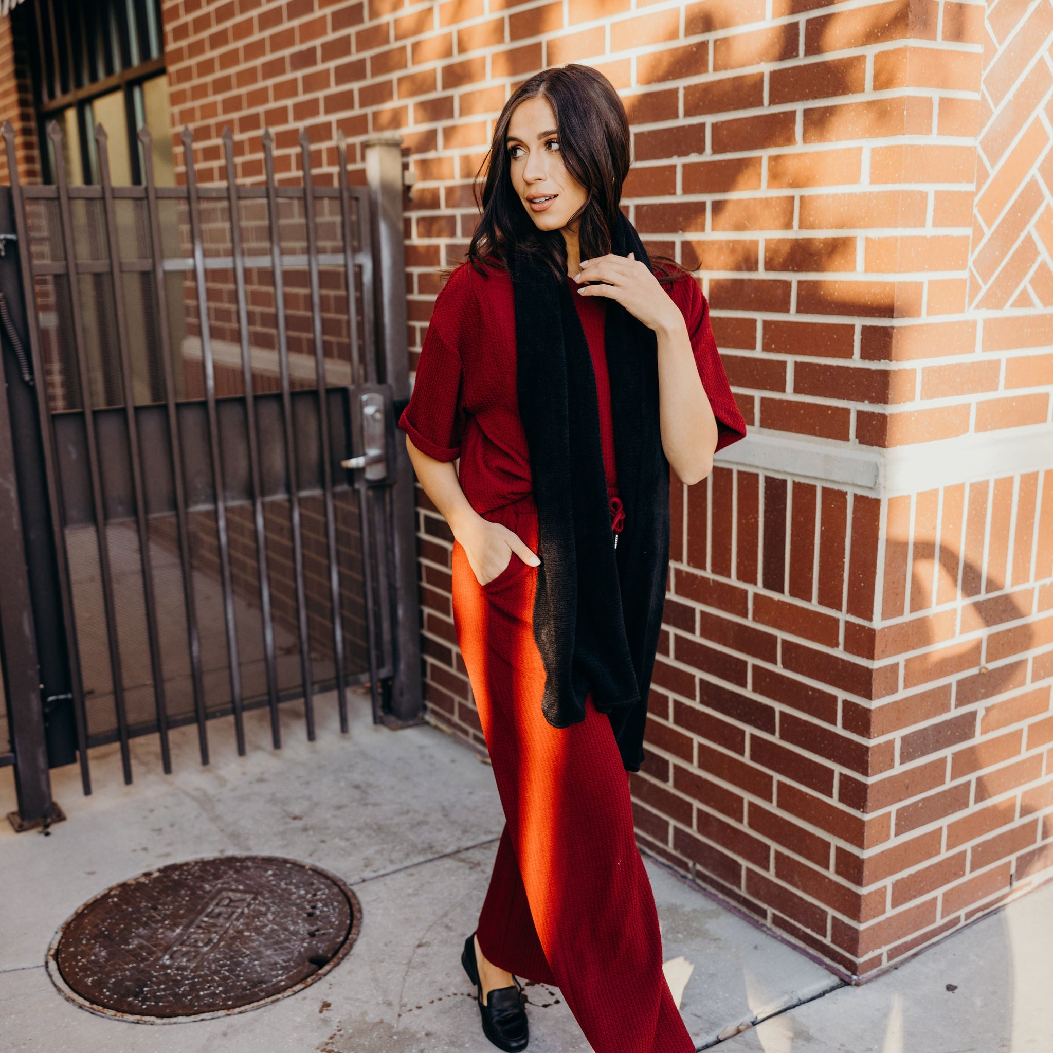 TEXTURED KNIT PANT IN CRANAPPLE