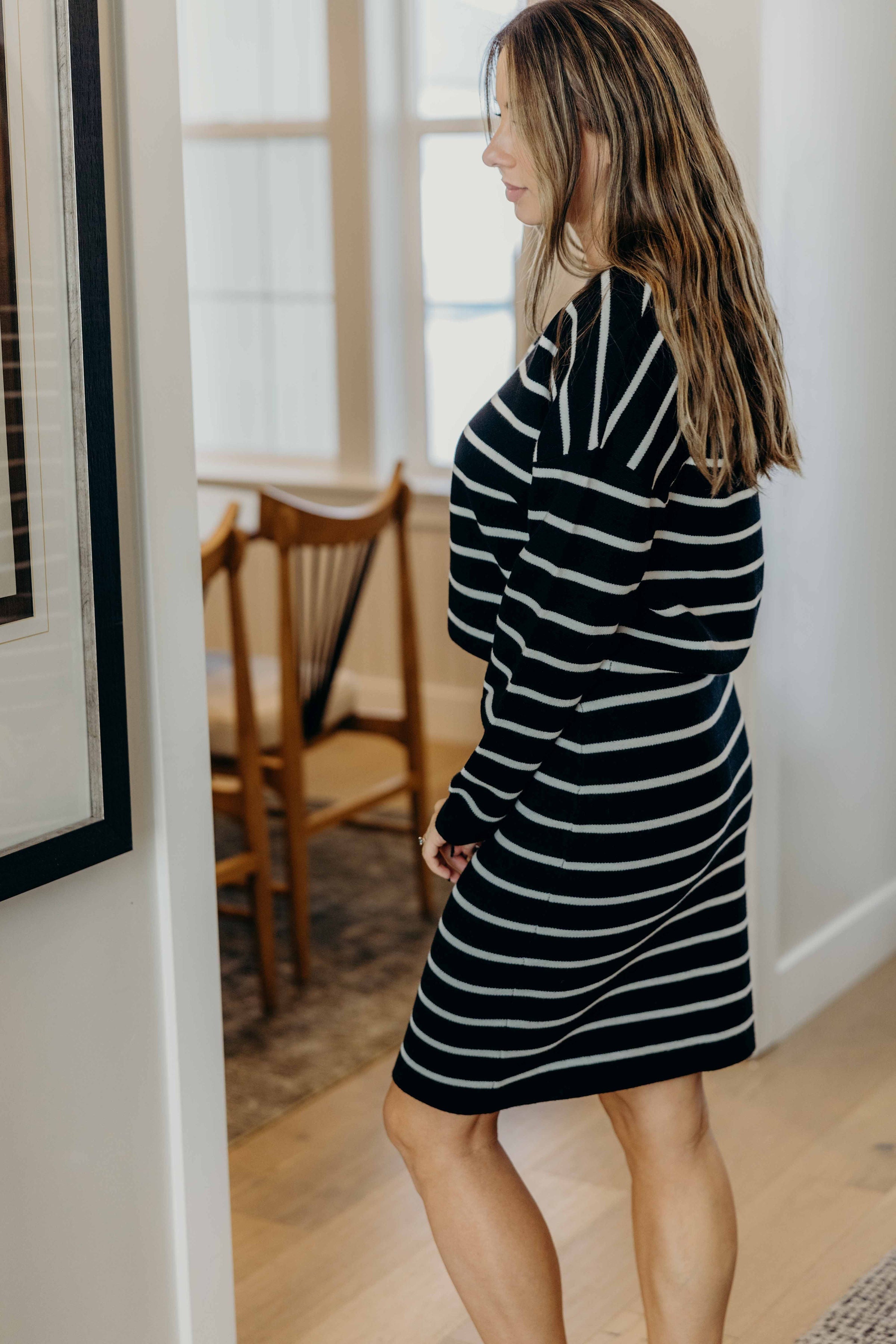 STRIPED KNIT SKIRT IN BLACK