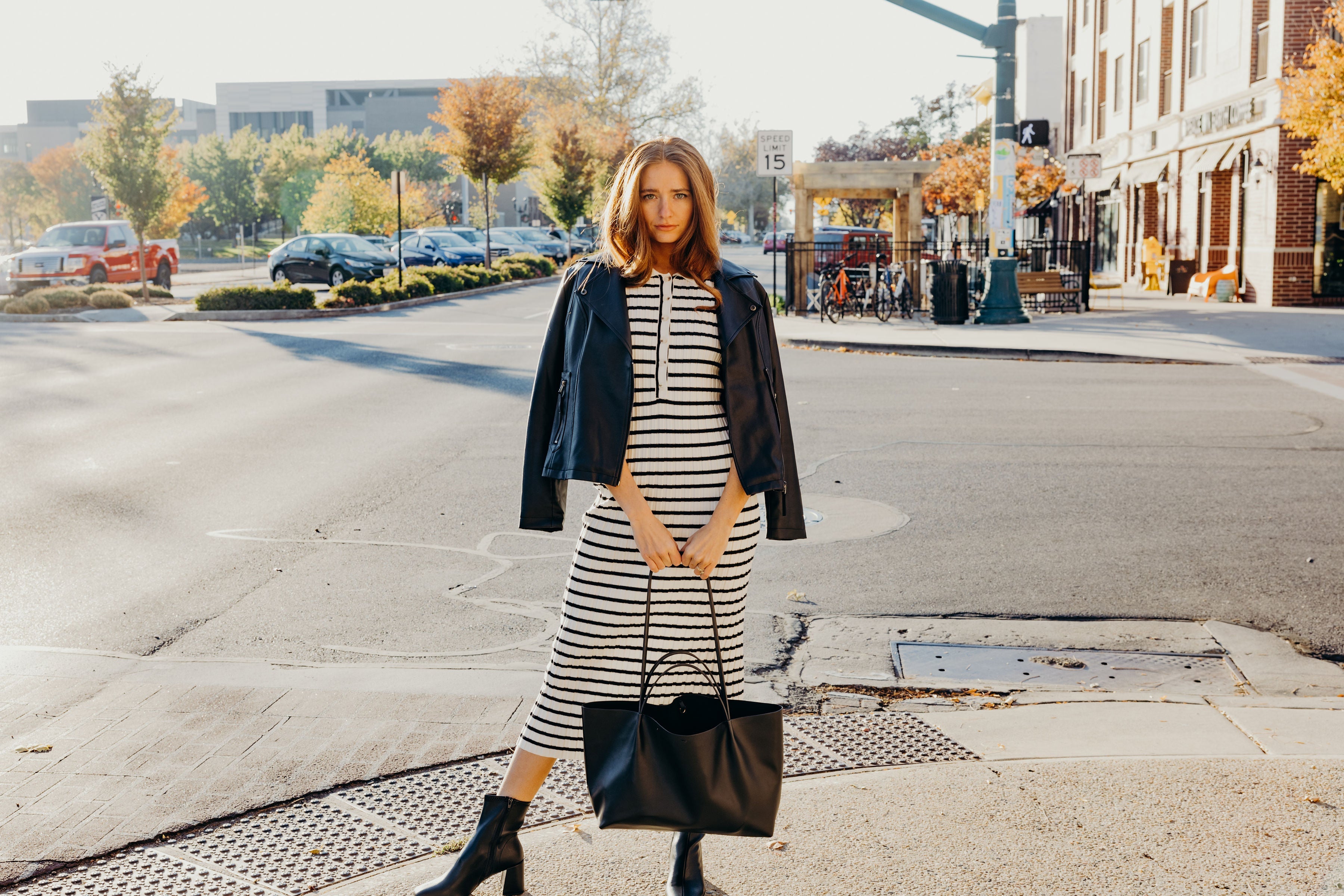 THE THEODORA IN BLACK STRIPED FINAL SALE