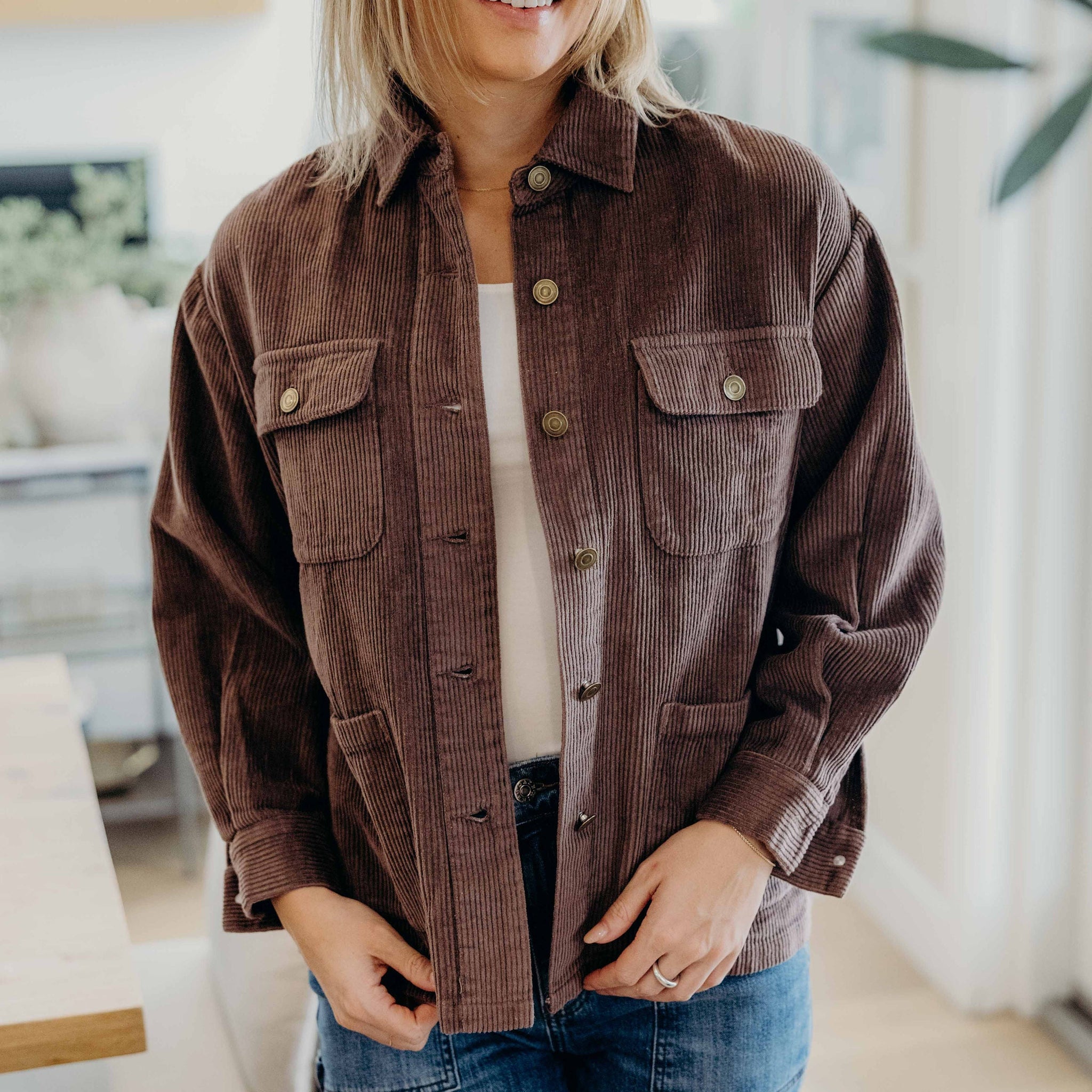 DOUBLE POCKET JACKET IN COCA MOCHA
