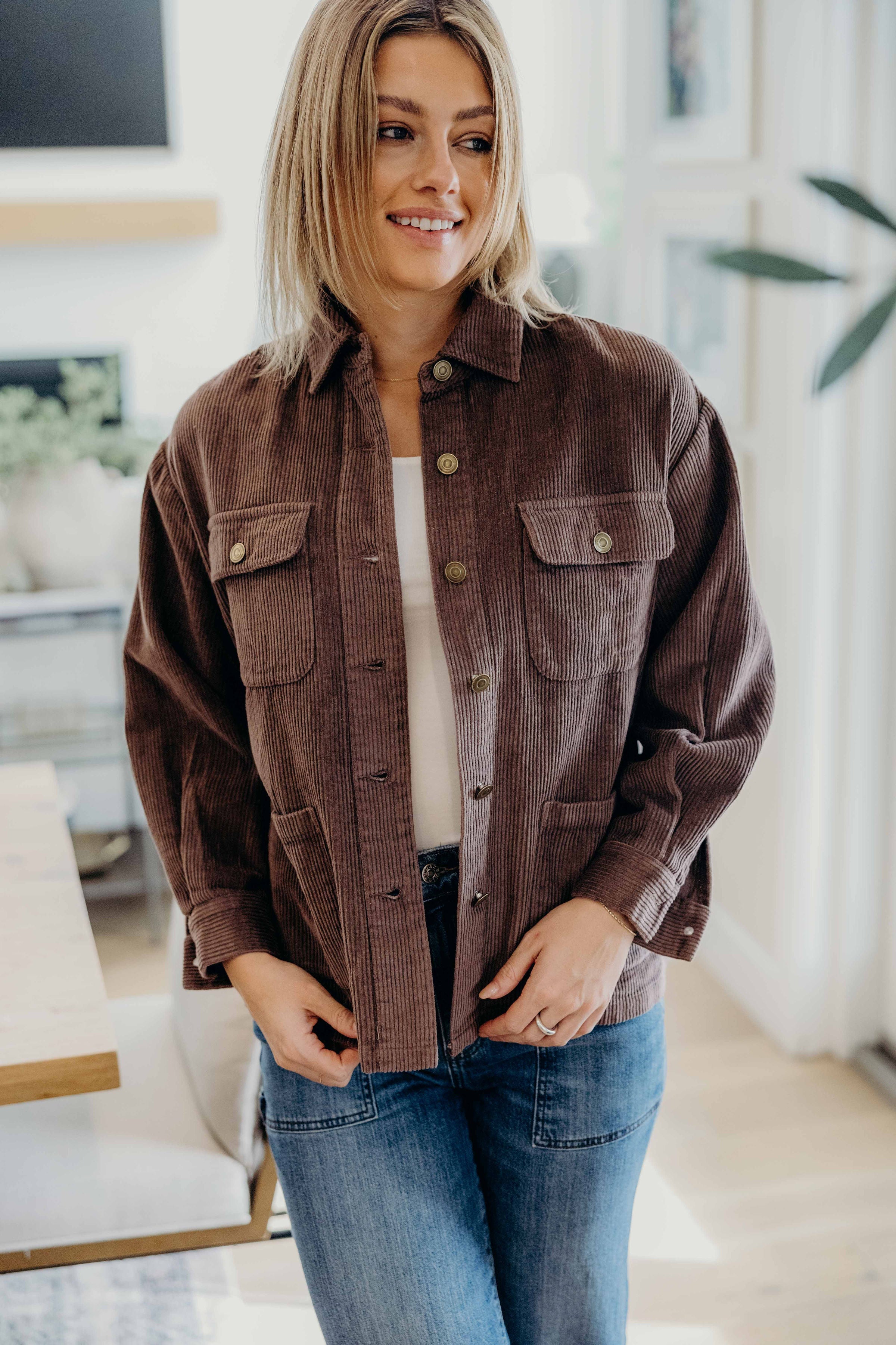 DOUBLE POCKET JACKET IN COCA MOCHA