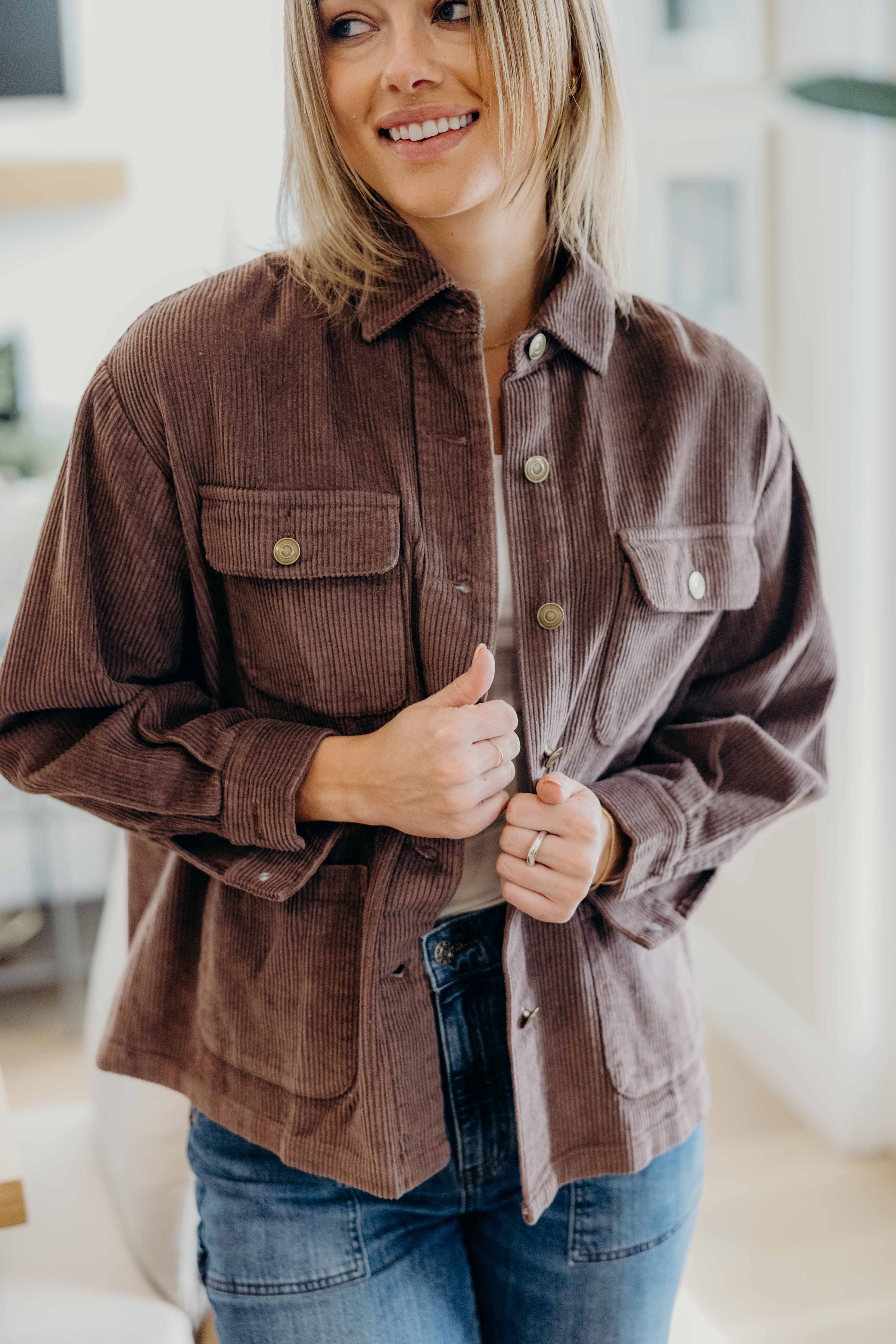 DOUBLE POCKET JACKET IN COCA MOCHA