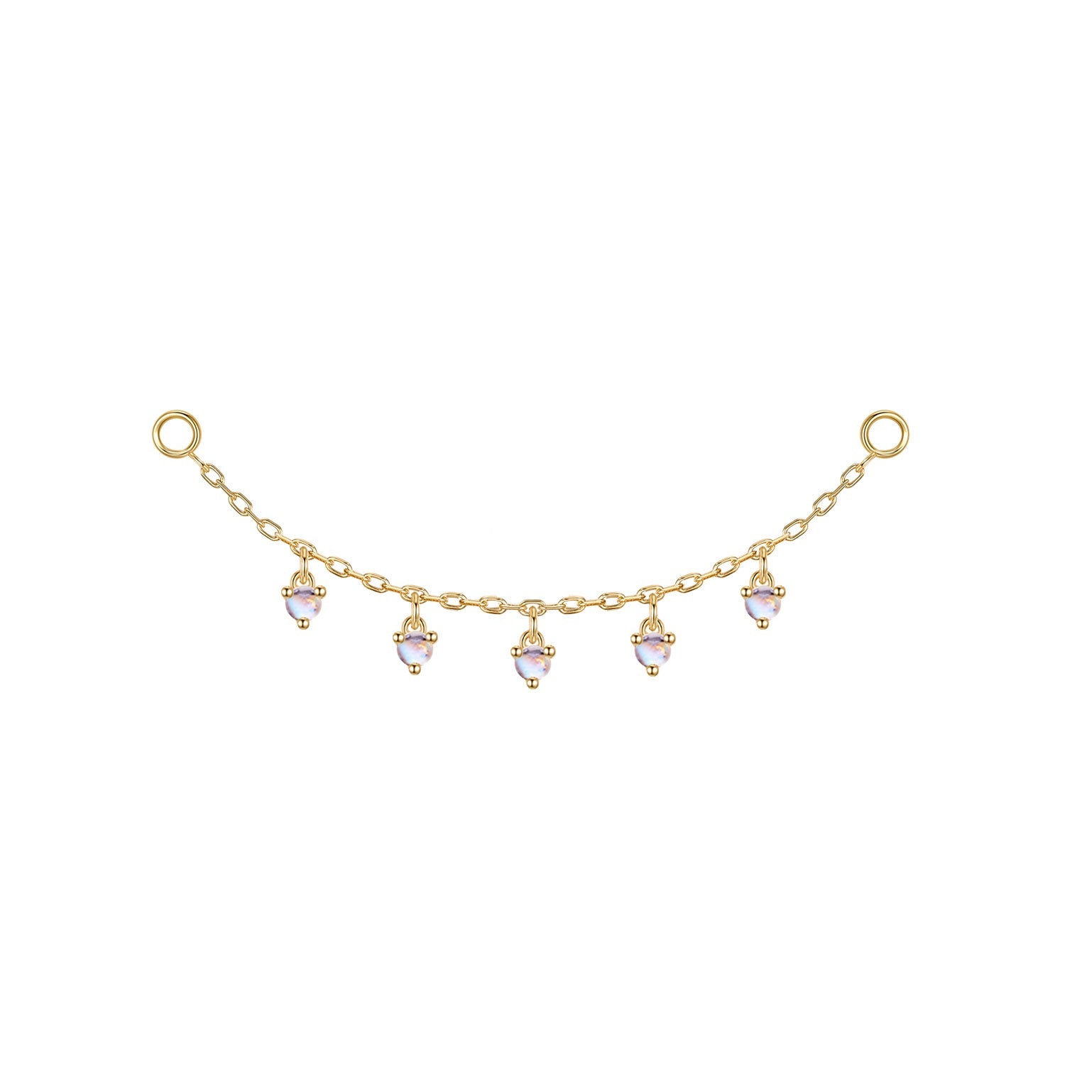 Chain with Dripping Round Colored Gemstones