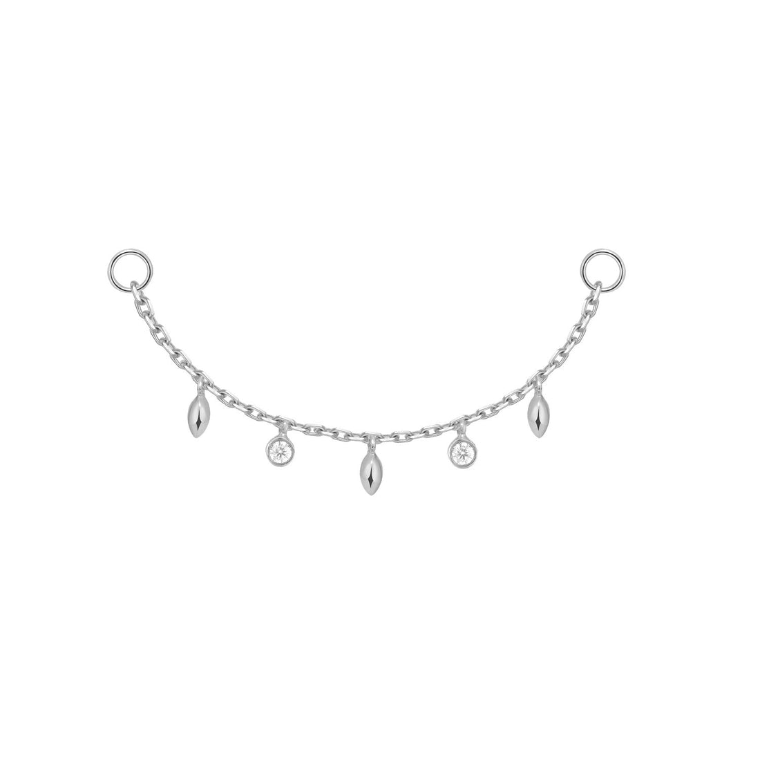 Chain with 5 dripping Bezel Diamonds and Marquise Gold Beads