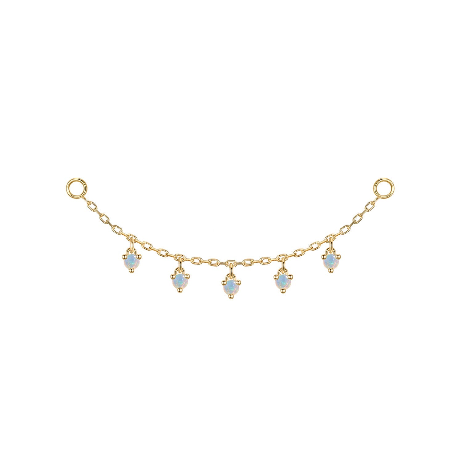 Chain with Dripping Round Colored Gemstones