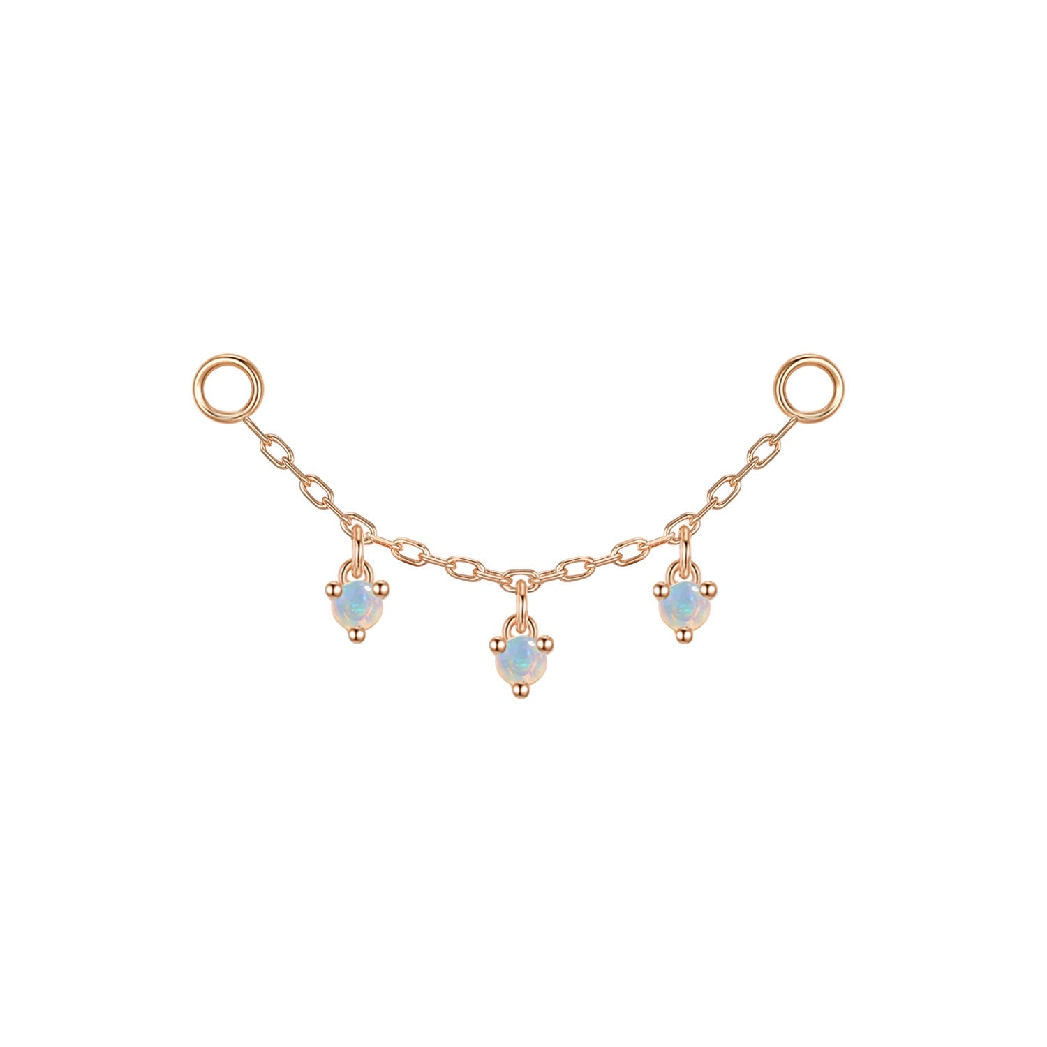 Chain with Dripping Round Colored Gemstones