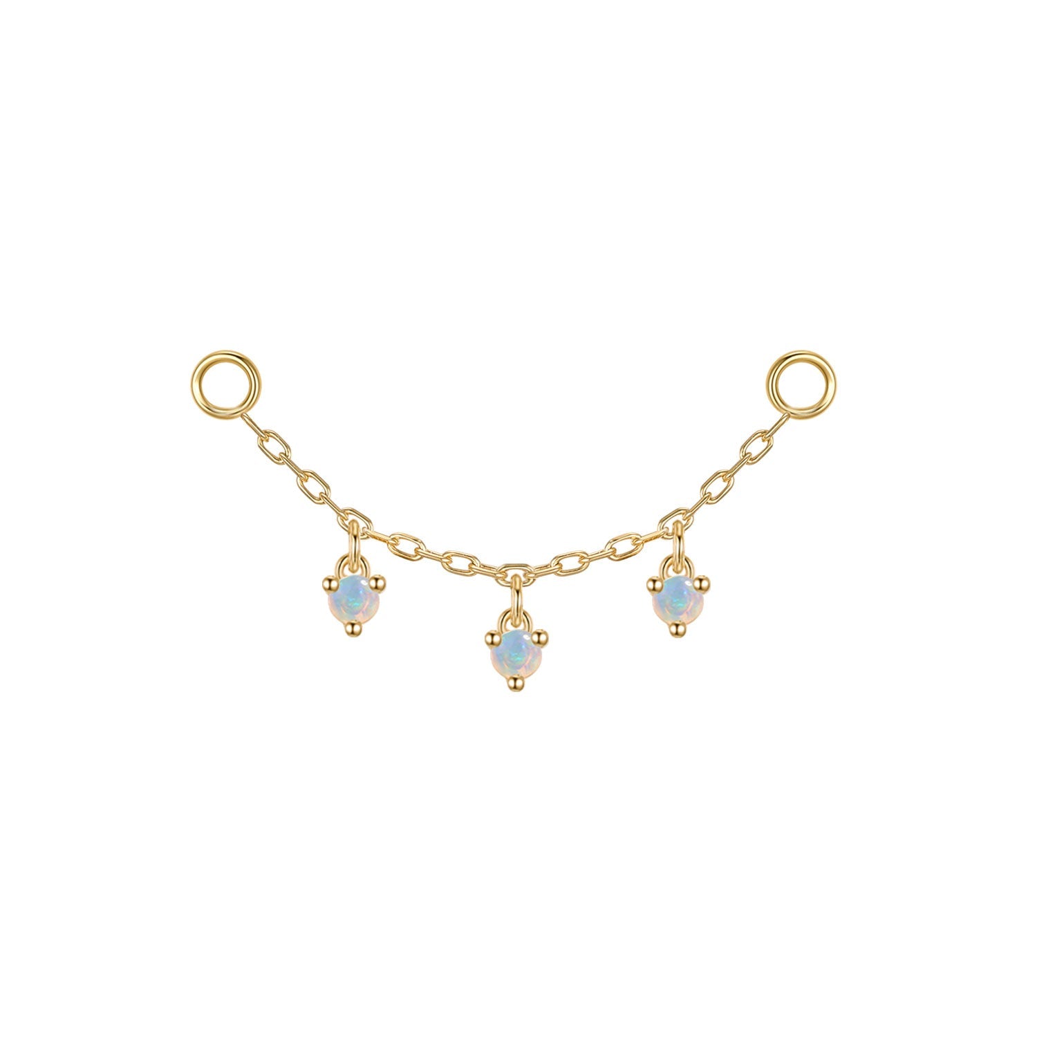 Chain with Dripping Round Colored Gemstones