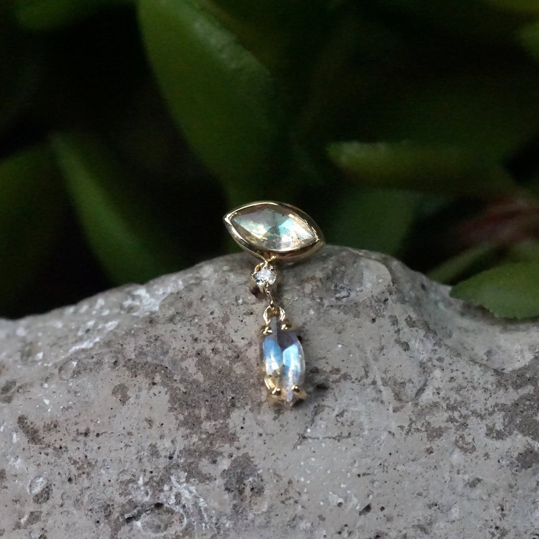 Marquise Labradorite and Diamond Dangle