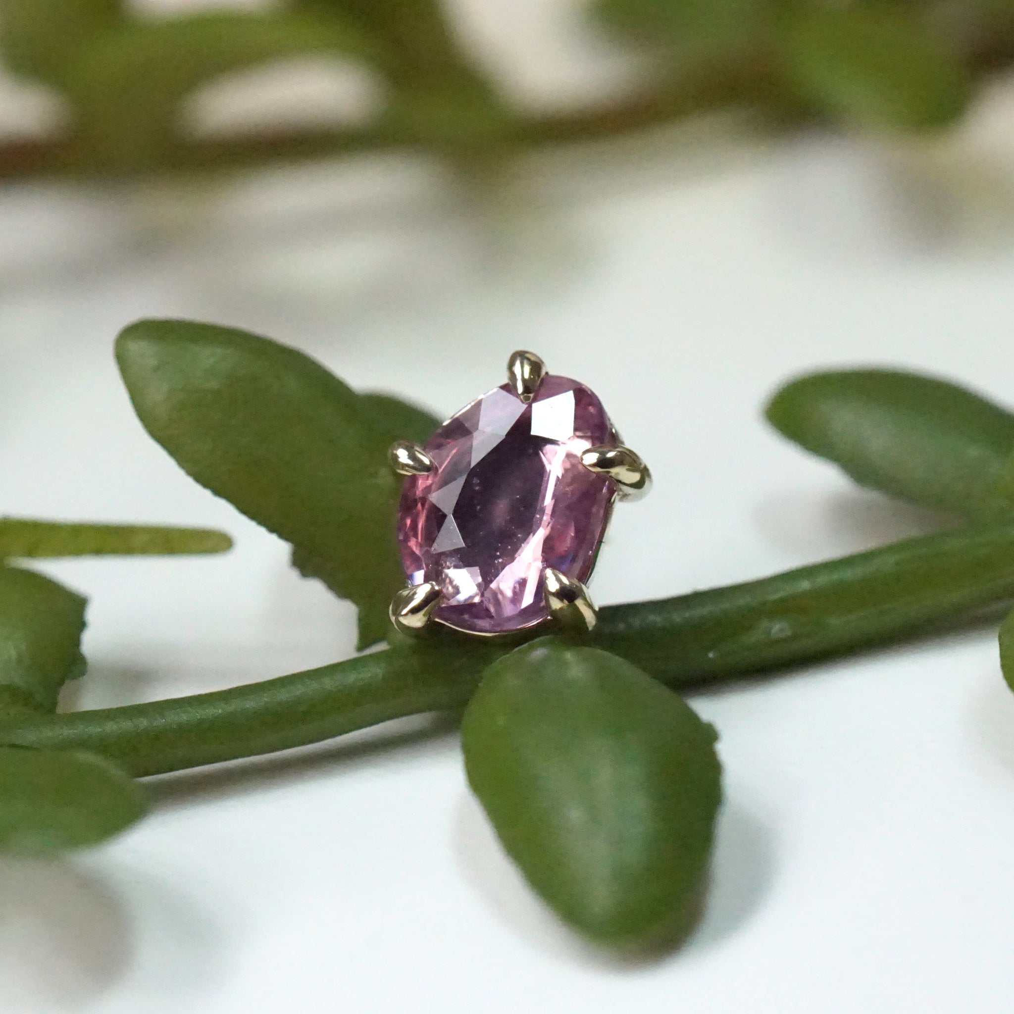 Claw Prong Set Pink Sapphire Solitaire One-Of-A-Kind Freeform