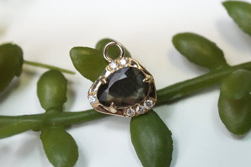 Paloma Charm with Striated Grayish Green Sapphire Freeform One-Of-A-Kind