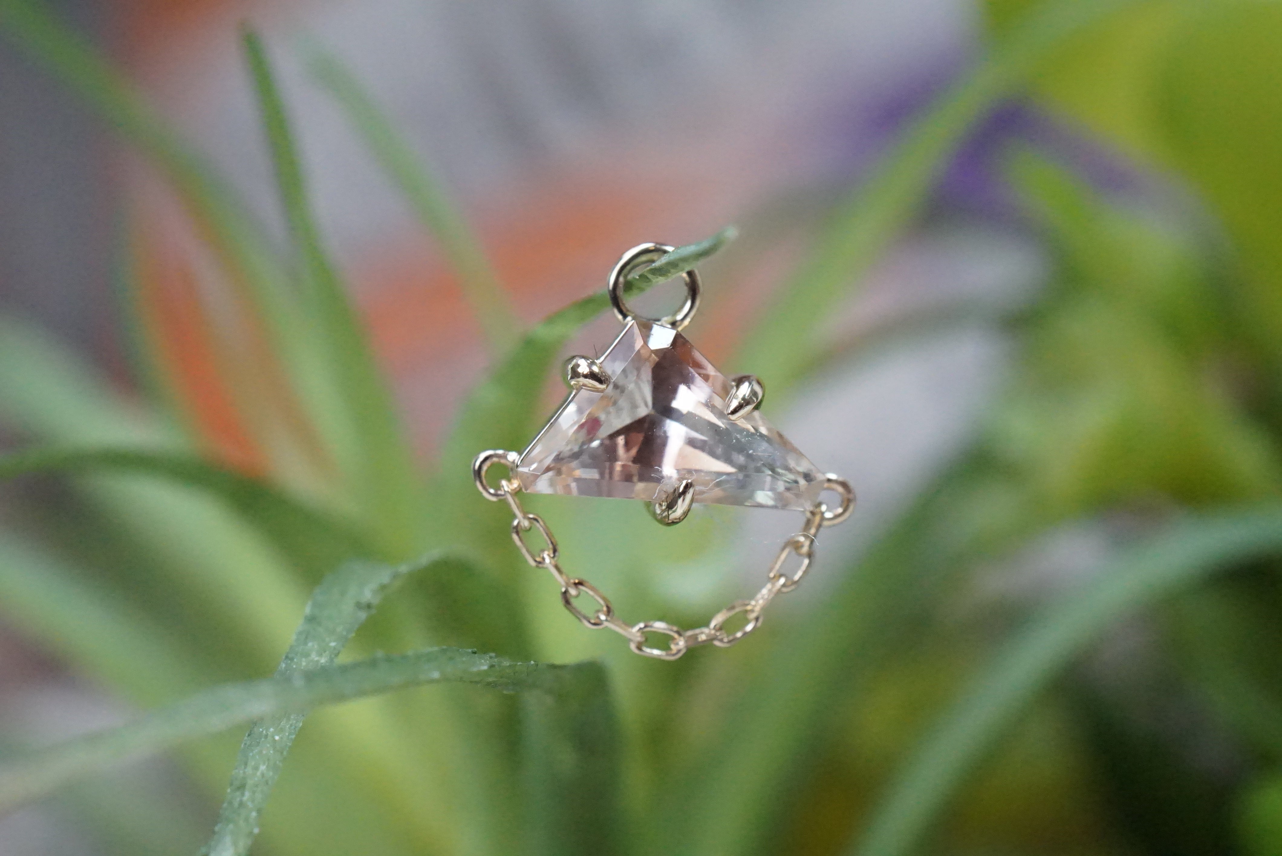 Sunstone Claw Set With 1 Draping Chain Charm Freeform One-Of-A-Kind