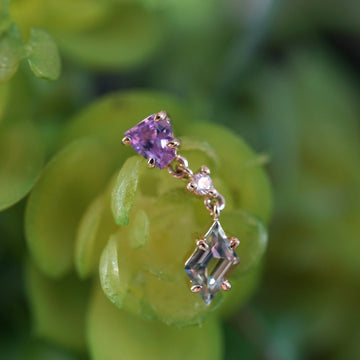 LE 2025 Claw Set Double Drop Faceted Sapphire With Diamond Middle Freeform One-Of-A-Kind