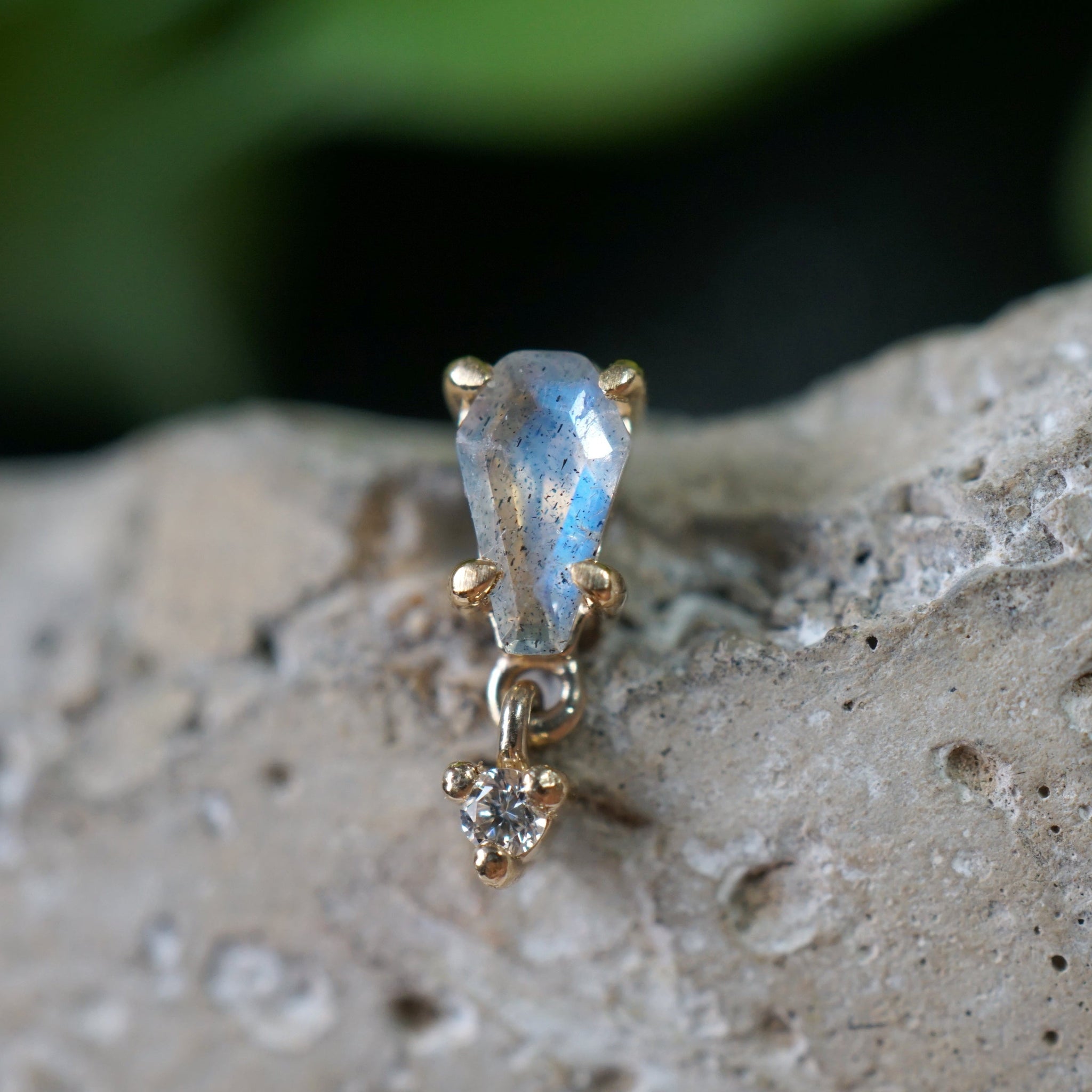 LE 2025 Faceted Coffin Labradorite with Diamond Dangle