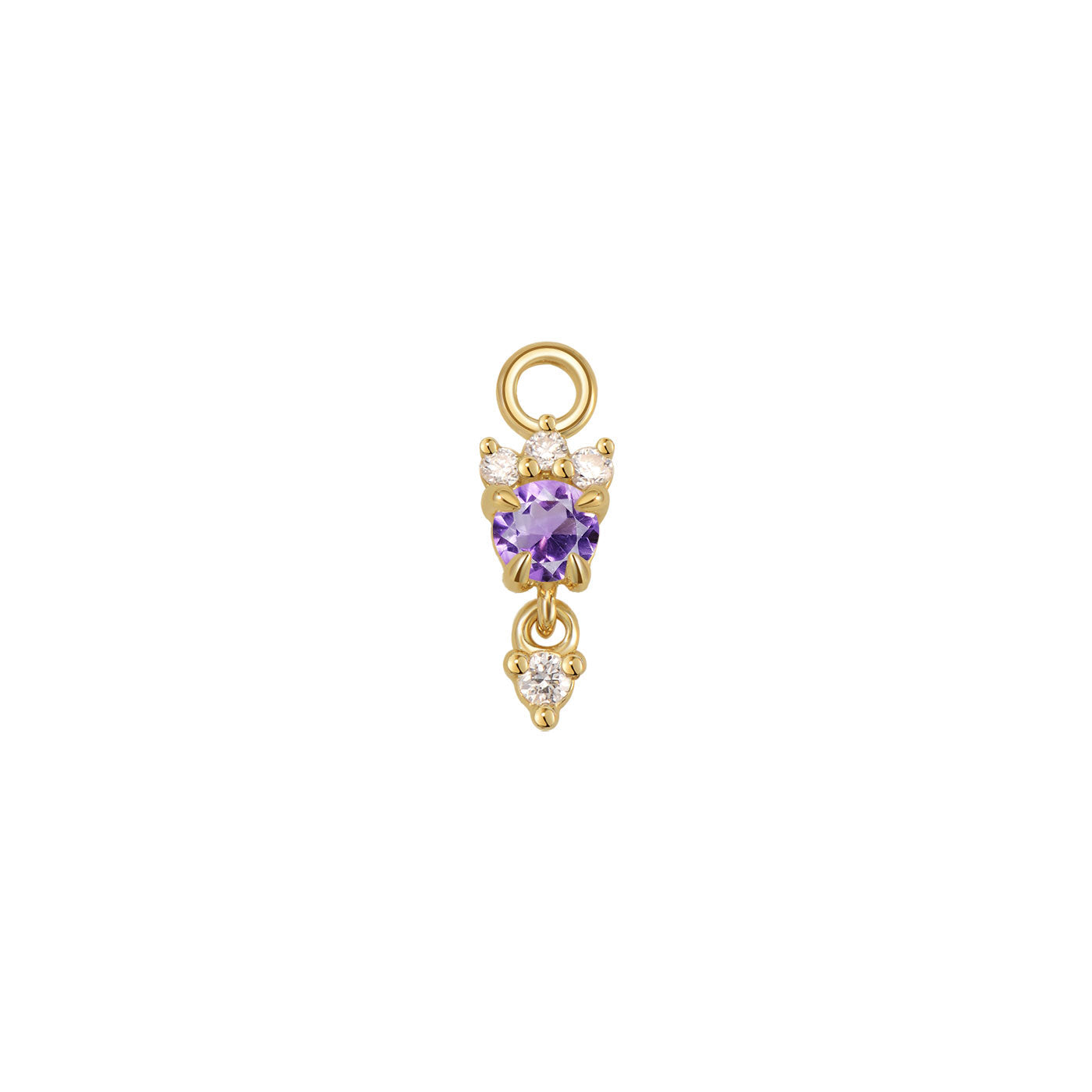 Leia Charm With Diamond Drop - Faceted Gemstone