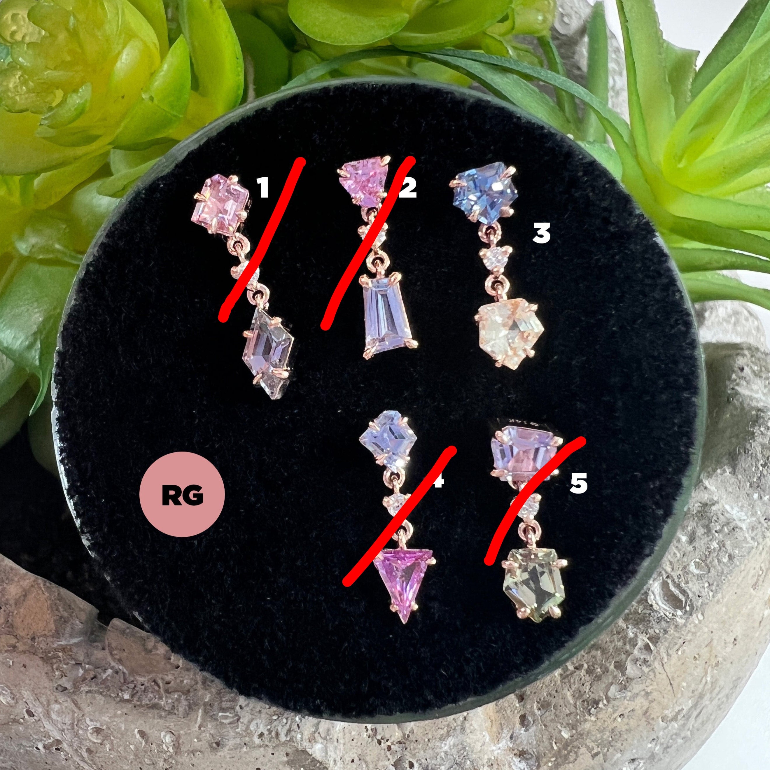 LE 2025 Claw Set Double Drop Faceted Sapphire With Diamond Middle Freeform One-Of-A-Kind