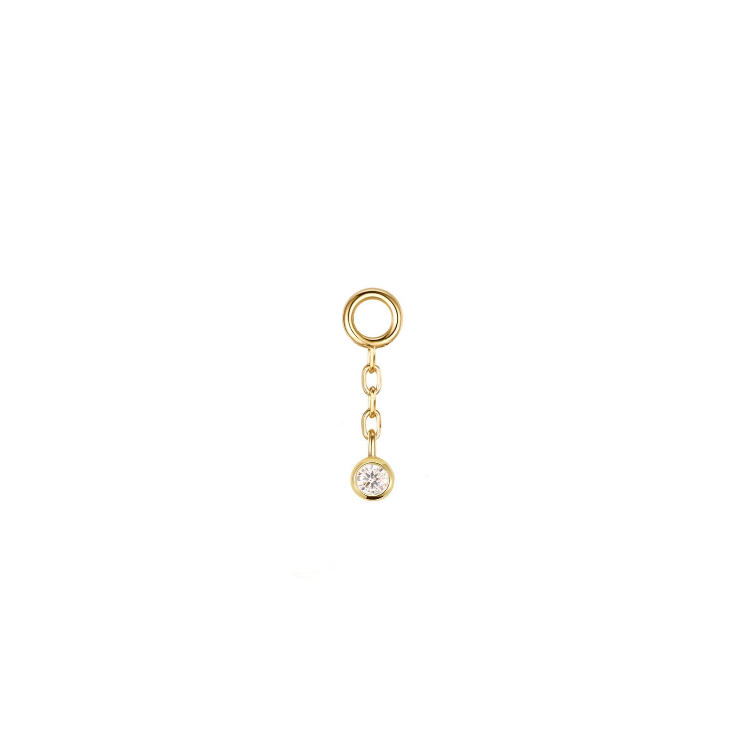 Tiny Charm - Gold Round Bead, Gold Marquise Bead and Bezel Diamond