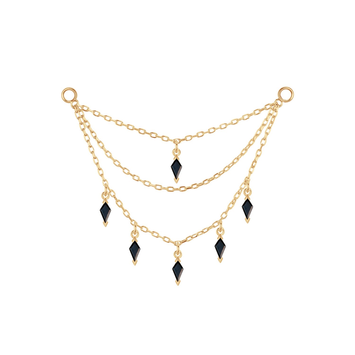 Triple Chain with Kite Dripping Gemstones