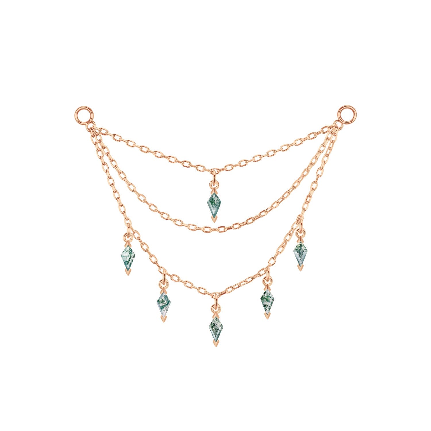 Triple Chain with Kite Dripping Gemstones