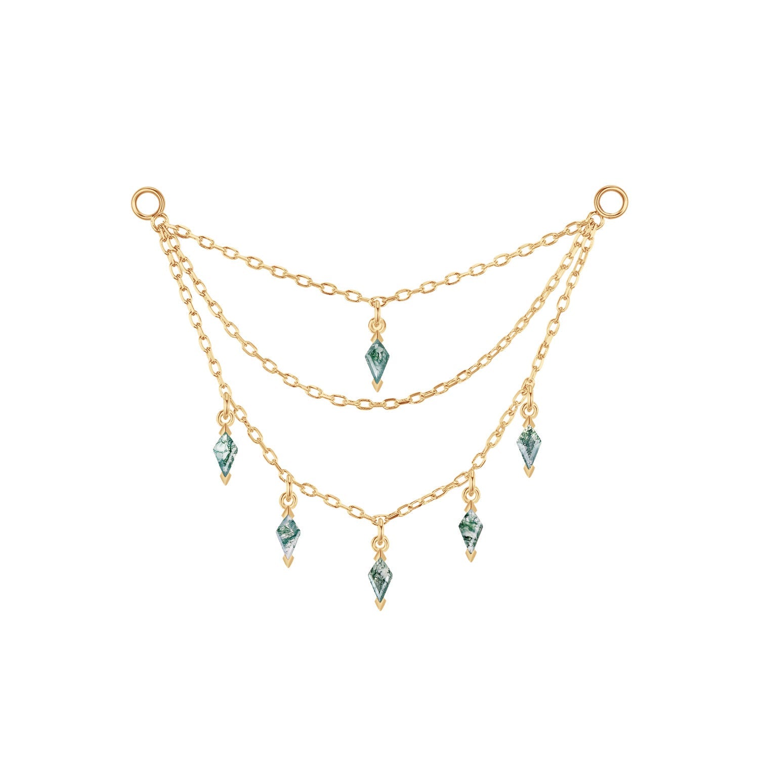 Triple Chain with Kite Dripping Gemstones
