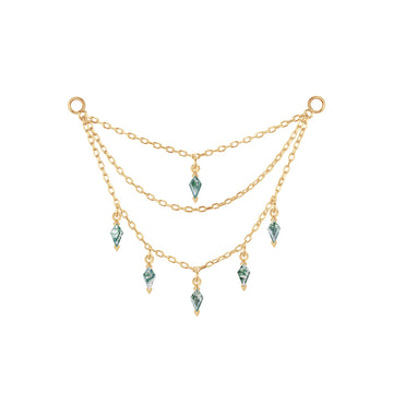Triple Chain with Kite Dripping Gemstones