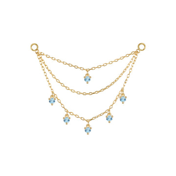 Triple Layer Chain with Round Dripping Gemstones