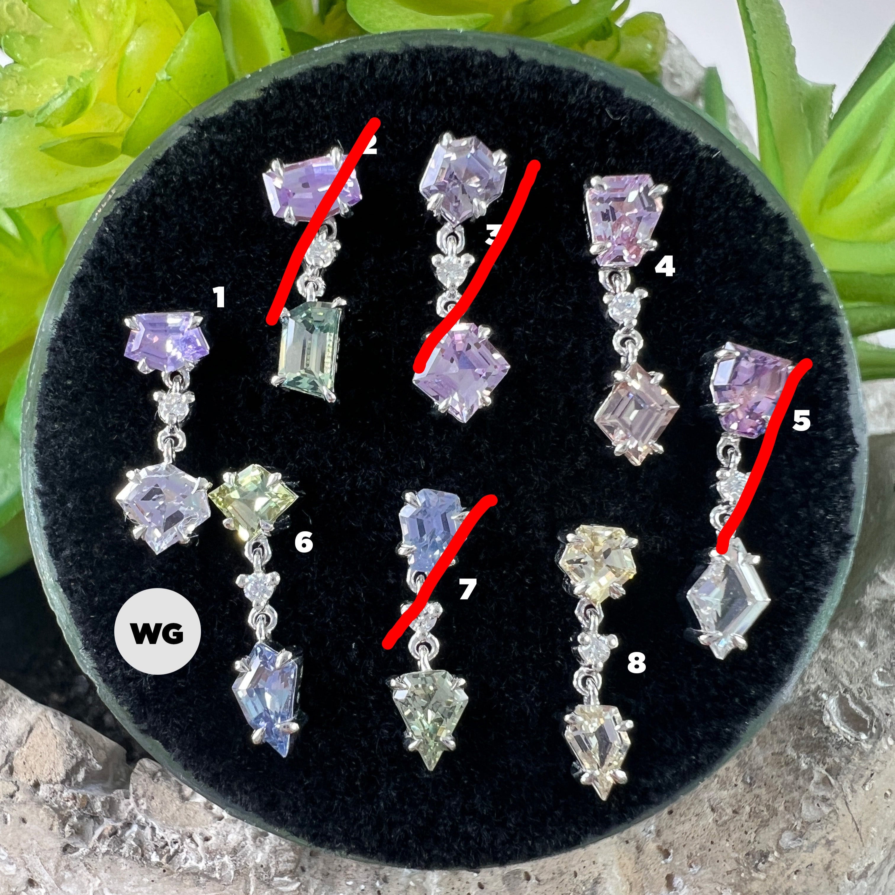 LE 2025 Claw Set Double Drop Faceted Sapphire With Diamond Middle Freeform One-Of-A-Kind