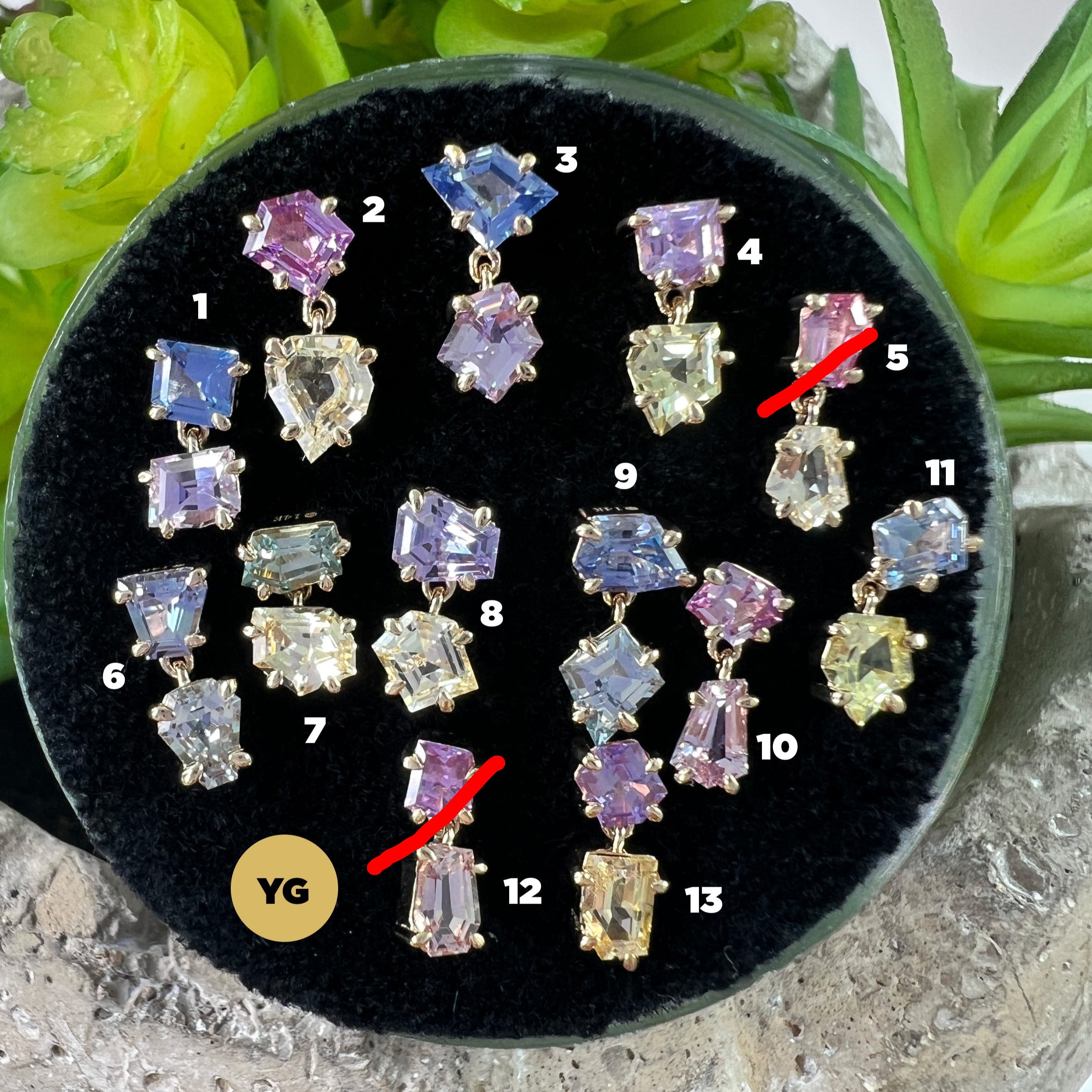 LE 2025 Claw Set Double Drop Faceted Sapphire Freeform One-Of-A-Kind