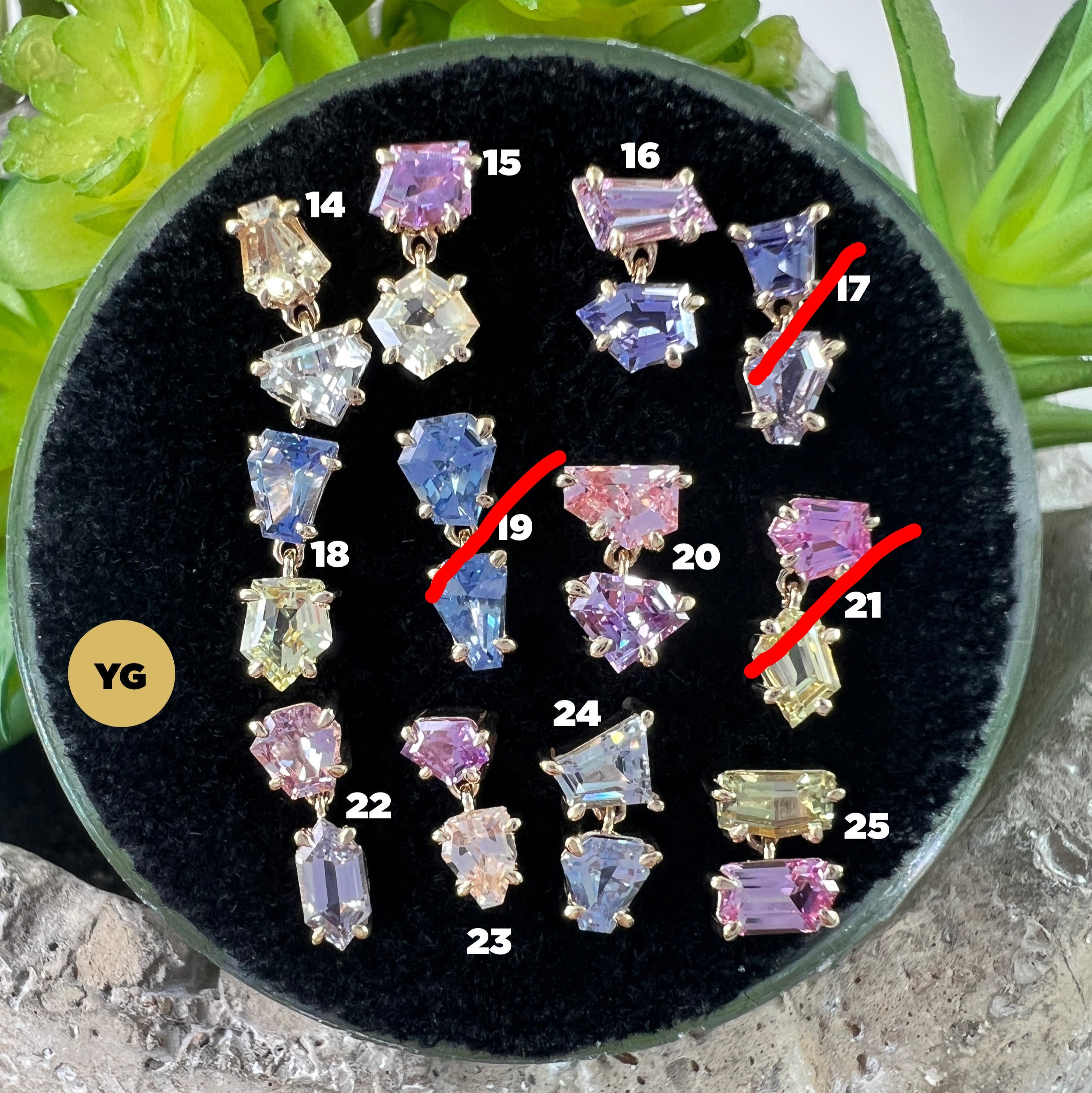 LE 2025 Claw Set Double Drop Faceted Sapphire Freeform One-Of-A-Kind