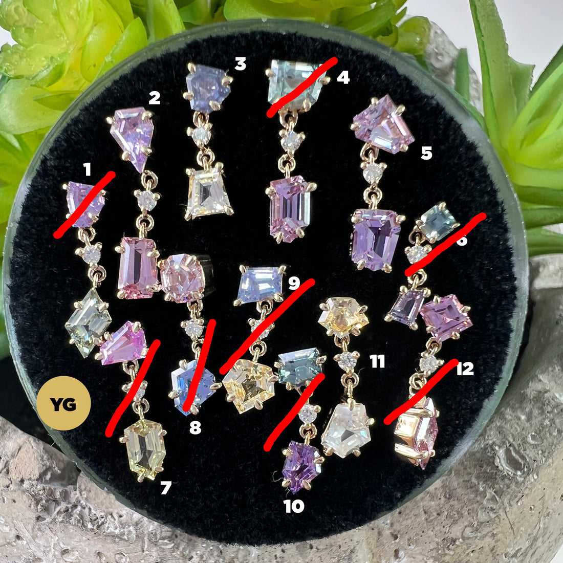 LE 2025 Claw Set Double Drop Faceted Sapphire With Diamond Middle Freeform One-Of-A-Kind