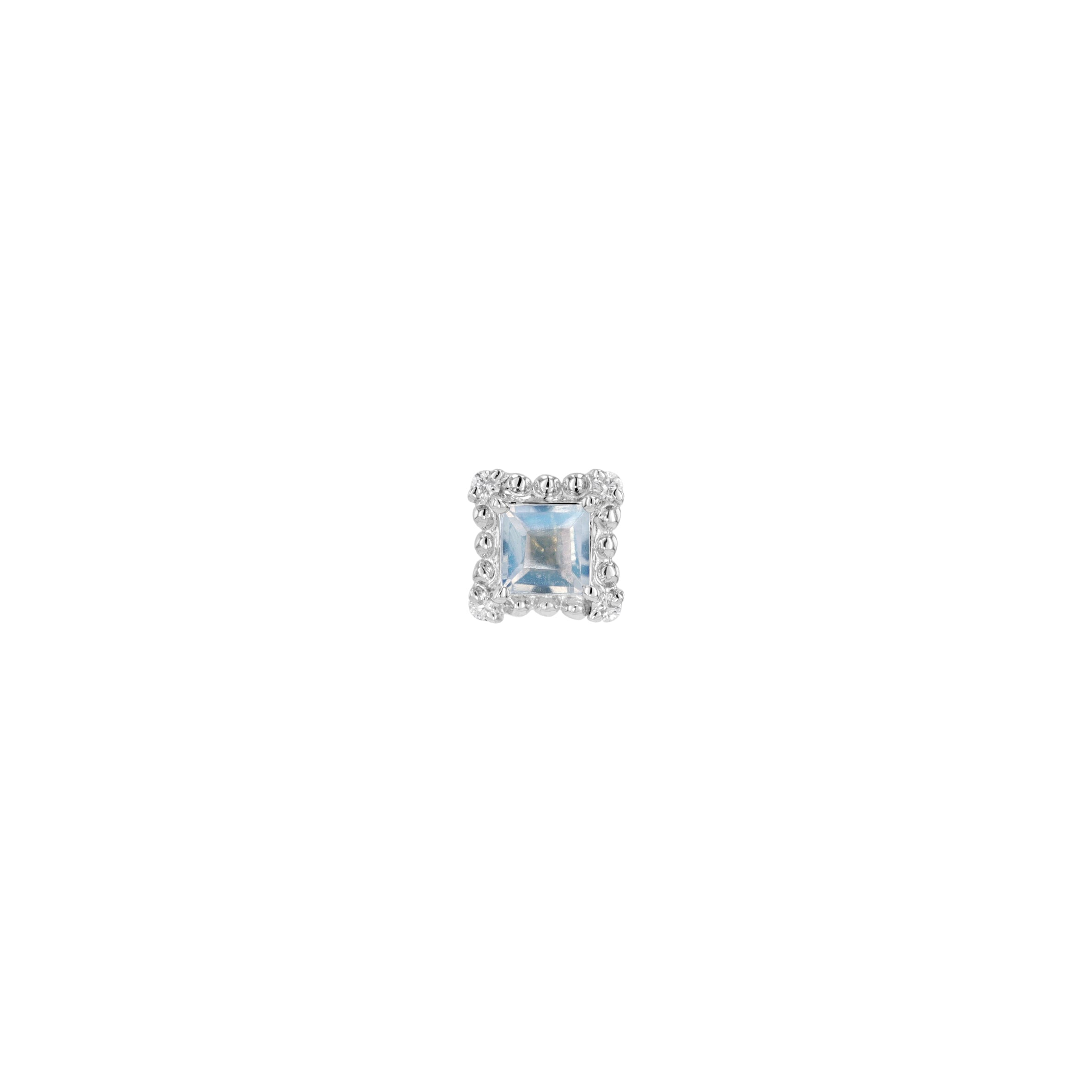 Princess Cut Moonstone with Beaded Edge and Diamond Corners