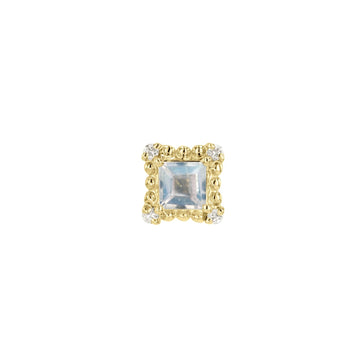 Princess Cut Moonstone with Beaded Edge and Diamond Corners